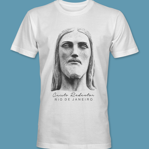 Camiseta Rosto 1 do Cristo Redentor branca tamanho P