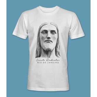 Camiseta Rosto 1 do Cristo Redentor branca tamanho PP