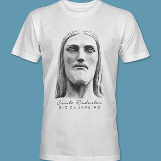 Camiseta Rosto 1 do Cristo Redentor branca tamanho M